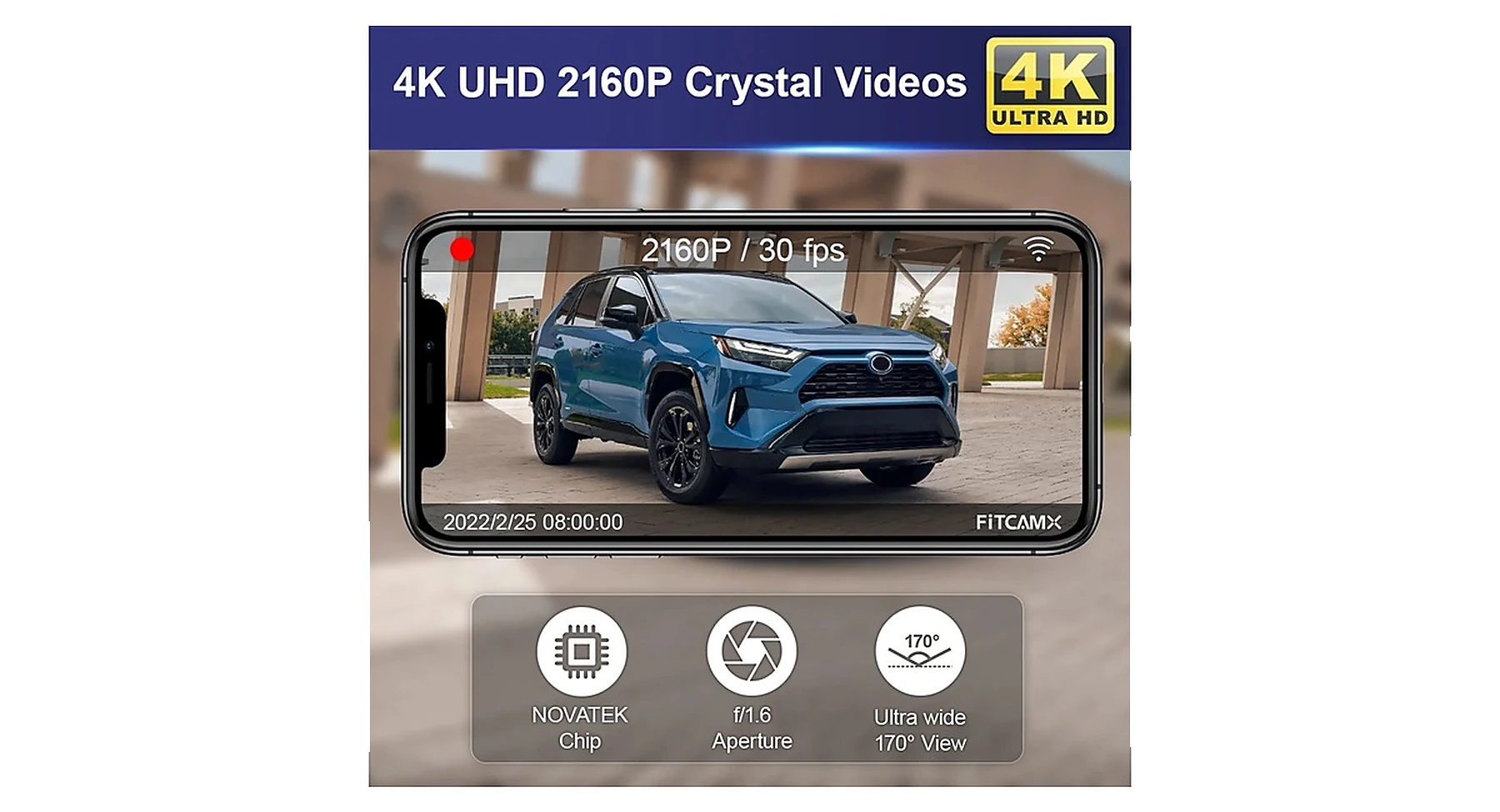 Audi A4/A6/Q5 versteckte 4K Dashcam OEM Look – Hauptansicht